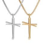 Baseball Nail Geometric Cross Necklace Stainless Steel Vintage Pendant Ornaments