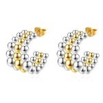 color: Three-wire Beads Earrings Two-tone Gold MS-650