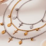 New Stainless Steel 5A Zircon Cross Love Heart Multi-Accessories DIY Bracelet and Necklace Set Color Retention