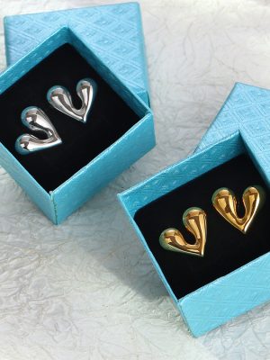 INS Premium Vintage Stainless Steel Love Earrings Simple and Light Luxury Women's Plated 18K Color Retention Ear Rings