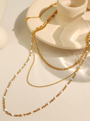 Necklace 18K Gold Plating Three-Layer All-Match Women's Stainless Steel Non-Fading Ornament