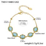 color: TXE511-Lake Blue Glass Stone Gold Bracelet 17+5cm