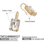 color: TXF554-White Zircon Gold Earrings