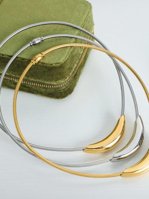 New Premium Simple and Light Luxury Design Personalized Stainless Steel Gold Plated Ornament Necklace Temperament Female