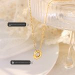 Cold Oval Pendant Stainless Steel Necklace 18K Gold Plated Simple Jewelry P097