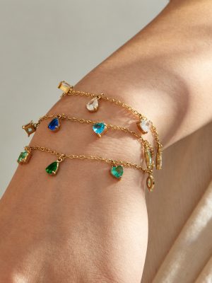 Dopamine Square Zircon Pendant Chain Advanced Commuter Bracelet Anklet Ornament Set