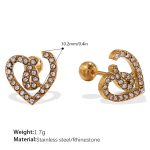 color: EH948WEG White Rhinestone Gold Stud Earrings