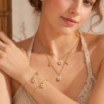 Stainless Steel 18K Gold Plating Small Golden Lock Pendant Necklace Bracelet Female Accessories Jewelry Set