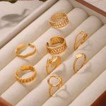 New Exaggerated Design Personality Simple Stainless Steel Gold-Plated Open Ring Ornament Female