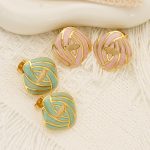 High-Grade Drop Glazed Stud Earrings Women's Stainless Steel All-Match Retro Hong Kong Graceful Earrings
