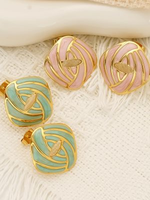 High-Grade Drop Glazed Stud Earrings Women's Stainless Steel All-Match Retro Hong Kong Graceful Earrings