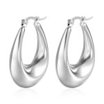 color: Oval Hollow Earrings Steel Color MS-020