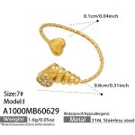 color: A1000-White Zircon Screw Conch Open Ring -I