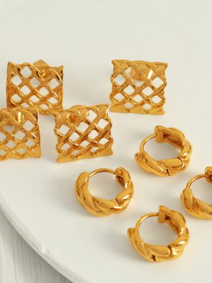 Earrings Hollow out Metal Simplicity Versatile New Concave and Convex Twist Earrings