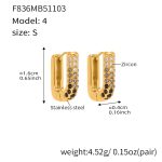 color: F836-4 Black Zircon Earrings -Small