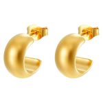 color: Curved Surface Half Round Earrings Gold MS-605