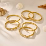 Geometric Bamboo Zircon Bracelet Stainless Steel 18K Gold Plating Versatile Personality Temperament Irregular Jewelry