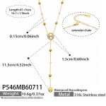 color: P546-Zircon Pig Nose Link Gold Y Letter Necklace -41+5cm