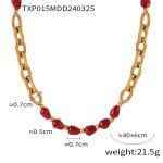 color: TXP015-Gold Necklace (Natural Stone Color May Vary Slightly Order with Caution)