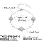 color: TXE008-Four-petal Flower Zircon Steel Color Bracelet -17+5cm