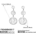 color: F904-Three Layer Steel Color Earrings