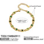 color: TXE615-Green Zircon Gold Bracelet -17+5cm
