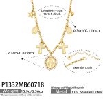 color: P1332-Gold Necklace -41+5cm