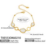 color: TXE553-Gold White Glass Stone Bracelet 18.5+5cm
