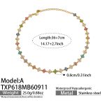 color: TXP618-A Style Multicolor Zircon Gold Necklace -36+7cm
