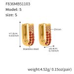 color: F836-5 Red Color Zircon Earrings -Small