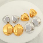 Minimalist Heavy Metal Earrings Oval Diamond Mirror Ear Light Luxury High-End All-Match Earrings