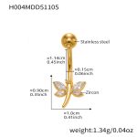 color: H004-Gold Post Length 11.4mm Post Thickness 1.55mm