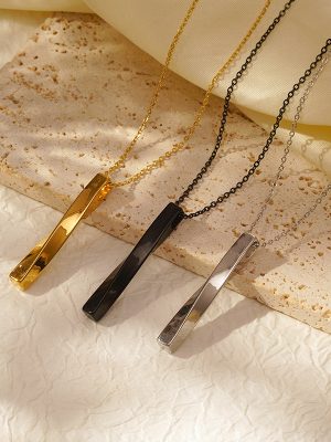 Mobius Necklace Ins Harajuku Cold Spiral Straight Rod Pendant Stainless Steel Couple Sweater Chain