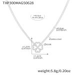 color: TXP300-5A Zircon Heart Four-petal Flower Full Pave Steel Color Necklace 41+5cm