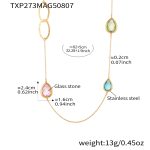color: TXP273-Mixed Color Drop Gold Long Style Necklace 82+5cm