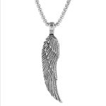 Feather Leaf Geometric Angel Necklace Stainless Steel Vintage Pendant Ornaments