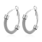 color: Small Half Mesh Lobster Clasp Earrings Steel Color
