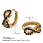 color: EH1154BKG Black Rhinestone Small Hoop Earrings