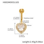 color: H002-Gold Post Length 11.4mm Post Thickness 1.55mm