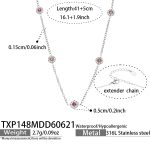 color: TXP148-Pink Zircon Steel Color Necklace 41+5cm