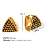 color: EH703 Black Rhinestone Gold Earrings