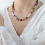 color: P1660-Natural Stone Necklace -40+5cm