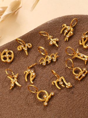 New Personalized Diamond Twelve Constellation Pendant Stainless Steel Light Luxury Advanced All-Match Accessories