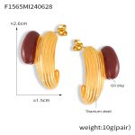 color: F1565-Gold Red Earrings