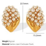 color: EH780 White Bead Gold Earrings