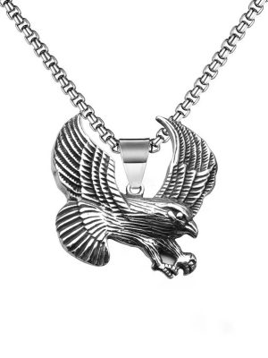 Ornament Stainless Steel Animal Eagle Pendant Personality Retro Trendy Male Eagle Wings Necklace