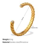 color: SZ303WEG White Rhinestone Gold Bangle