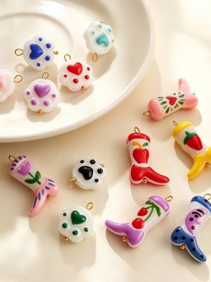 Cute Sweet Colorful Cat's Paw Boots Pendant Non-Fading DIY Dopamine Ornament Accessories