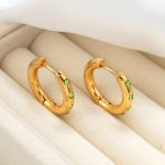 color: 4*16 Set with Green Rhinestone Ear Cuff Gold