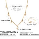 color: TXP082-Rhombus Zircon Gold Necklace -42+5cm